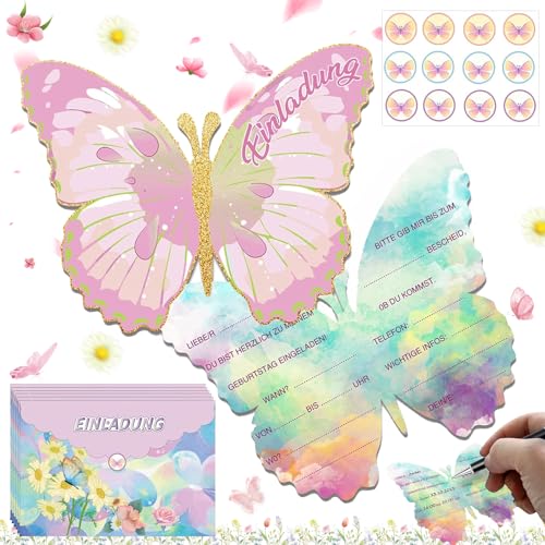 SoundZero 12 Stück Schmetterling Einladungskarten Set, Einladungskarten Kindergeburtstag Schmetterling, Einladungskarten Schmetterling Selbst Basteln, Mit Umschlägen und Aufkleber, Für Mädchen,Jungen SoundZero 12 Stück Schmetterling Einladungskarten Set, Einladungskarten Kindergeburtstag Schmetterling, Einladungskarten Schmetterling Selbst Basteln, Mit Umschlägen und Aufkleber, Für Mädchen,Jungen von SoundZero