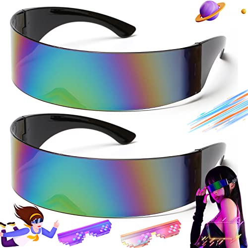 SoundZero 2 Stück Schnelle Brille, Währung Futuristische Sonnenbrille, Futuristische Verspiegelte Sonnenbrille, Coole Space Brille, Futuristische Sonnenbrille Zyklop, Für Rollenspiel, Party, (Bunt) SoundZero 2 Stück Schnelle Brille, Währung Futuristische Sonnenbrille, Futuristische Verspiegelte Sonnenbrille, Coole Space Brille, Futuristische Sonnenbrille Zyklop, Für Rollenspiel, Party, (Bunt) von SoundZero