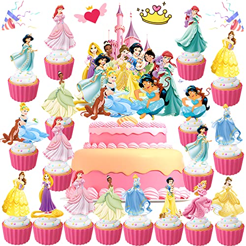 25 Stück Cake Topper Geburtstag Prinzessin, Tortendeko Geburtstag Mädchen Prinzessin, Prinzessin Party Deko Kindergeburtstag, Prinzessin Figuren Kuchen Toppers, Geeignet für Party, Babyparty von SoundZero