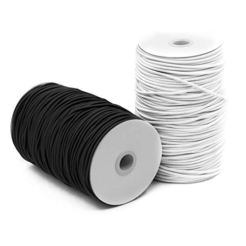 SourceTon, elastische Schnur, 2 mm, 2 Stück, Perlenschnur (Schwarz und Weiß, 50 m). Toll zum Basteln, für Haarbänder und Anwendungen im Haushalt. von SourceTon