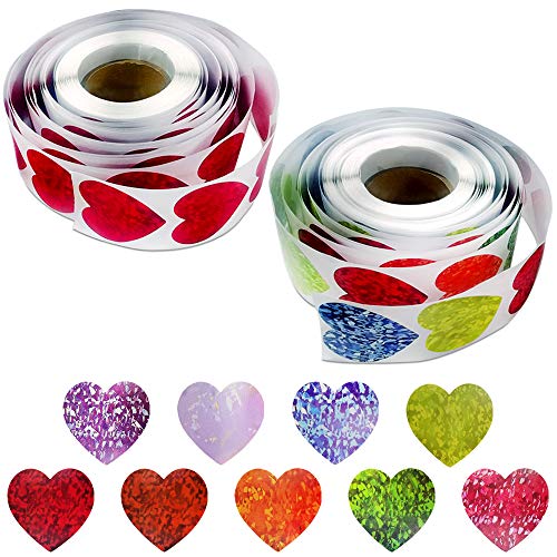 SourceTon 2 Rollen 1000 Stück herzförmige dekorative Aufkleber, Liebe dekorative Aufkleber Herz Etiketten für Valentinstag, Jubiläen, Scrapbooking, Party Favor Supplies von SourceTon