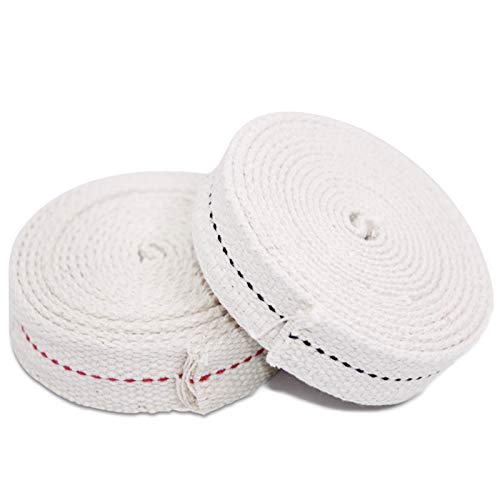 SourceTon 2 Rollen flacher Baumwolldocht, 1,9 cm Stichöllampe für Paraffin-Öldocht oder Kerosinbasierte Laternen, 1,8 m pro Rolle (schwarze und rote Naht) von SourceTon