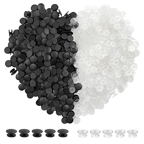 SourceTon 500 Stück Kunststoff-Knöpfe, 2 Farben (schwarz, transparent), DIY-Schuhanhänger-Zubehör von SourceTon
