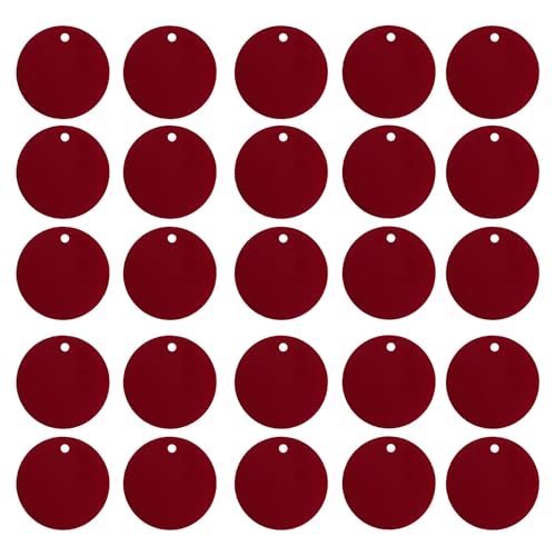 Packung mit 50 Stanzrohlingen aus Acryl, runde Rohlinge mit Loch für beidseitige Zahlen-/Buchstabengravur (Rot) von Sourcemall