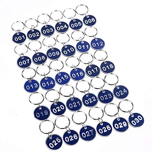 Schlüsselanhänger aus Aluminium und Kunststoff, nummeriert, 30 mm 1-100 blau von Sourcemall