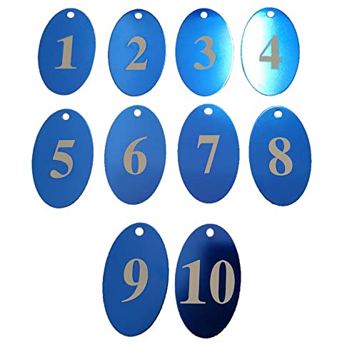 Sourcemall Nummerierte Etiketten mit Schlüsselanhänger aus Aluminiumlegierung (blau, 1-10) von Sourcemall