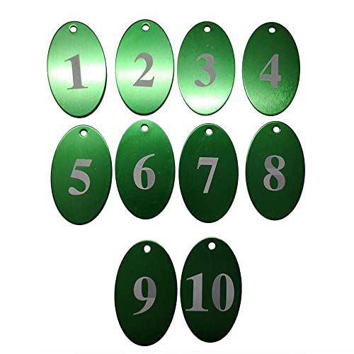 Sourcemall Aluminiumlegierung, nummerierte Etiketten mit Schlüsselring (grün, 1–10) von Sourcemall