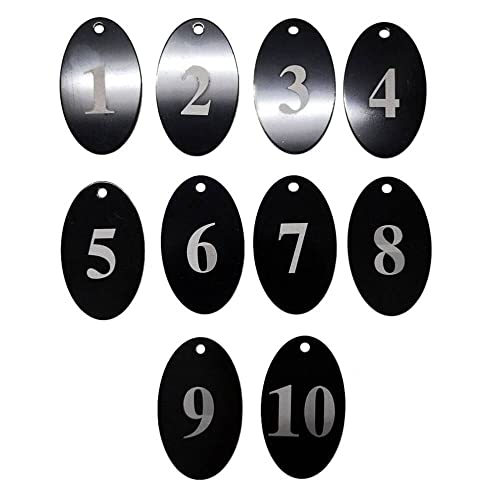 Sourcemall Nummerierte Etiketten mit Schlüsselanhänger aus Aluminiumlegierung (schwarz, 1-10) von Sourcemall