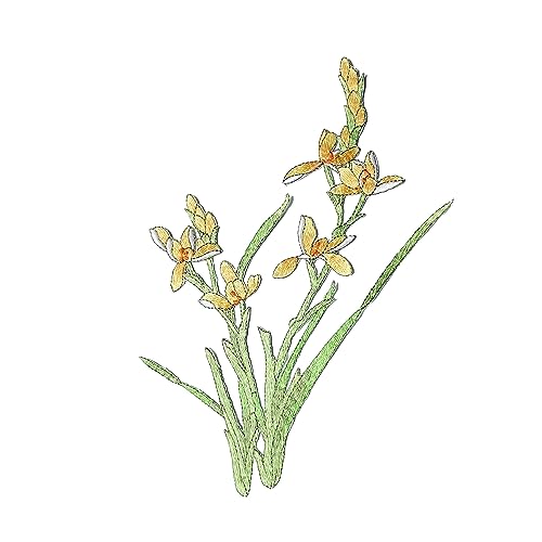 Sourcemall Aufnäher zum Aufnähen mit Rosenblüten, bestickte Blumenapplikationen für DIY-Kleidung, Jacken, Jeans, Rucksäcke, Hüte, Kunsthandwerk (gelbe Orchidee) von Sourcemall