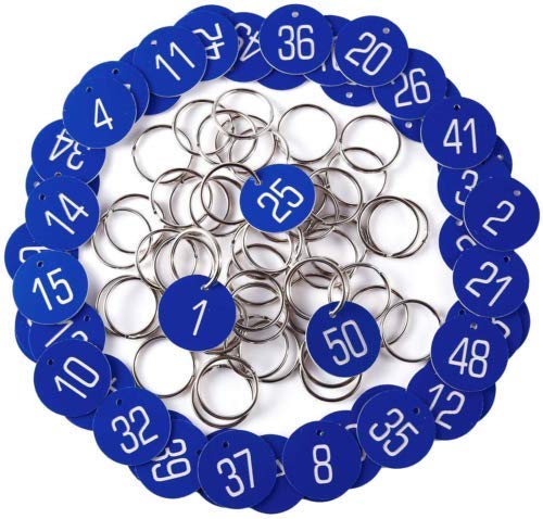 Sourcemall Kunststoff-ID-Nummernschilder mit Schlüsselringen (Blau, 1-100) von Sourcemall
