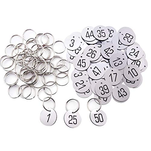 Sourcemall Kunststoff-ID-Nummernschilder mit Schlüsselringen (weiß, 1-100) von Sourcemall