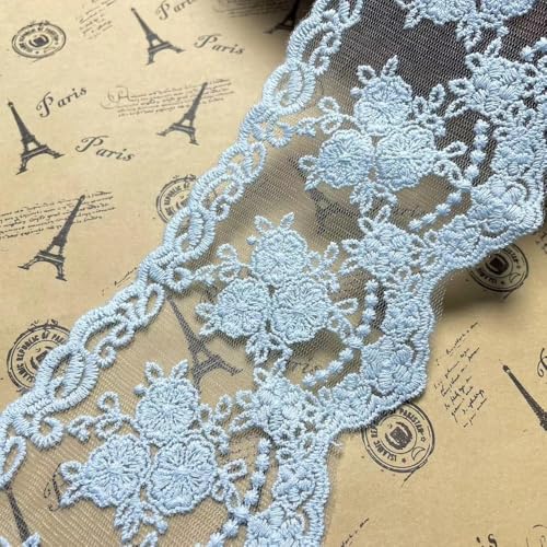 Sourcemall Spitzenband, zartes Kronenband zum Basteln, Nähen und Brautkleid, Applikation, Dekorationen, 8,4 cm breit, 4,5 m (Arktisblau) von Sourcemall