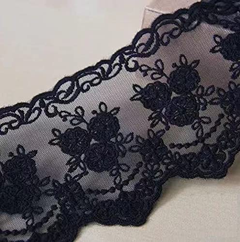 Sourcemall Spitzenband, zartes Kronenband zum Basteln, Nähen und Brautkleid, Applikation, Dekorationen, 8,4 cm breit, 4,5 m (Schwarz) von Sourcemall