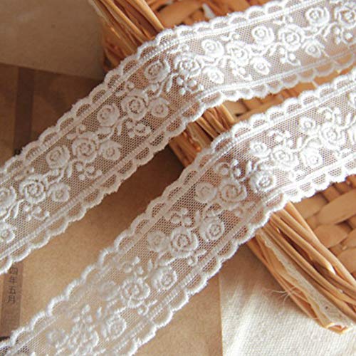 Sourcemall Spitzenband, zartes weißes Blumenband für Hochzeit/Brautdekoration, Basteln, Nähen, Heimdekoration, 4,5 m von Sourcemall