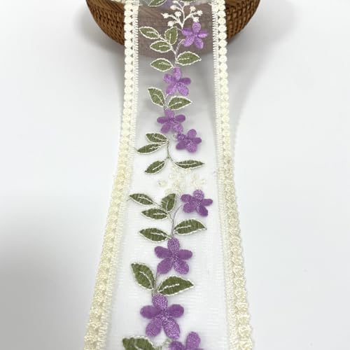 Spitzenband, zarte Baumwoll-Stickerei Band für Hochzeit/Brautdekoration, DIY Handwerk Nähen Heimdekoration 9,1 m (lila) von Sourcemall