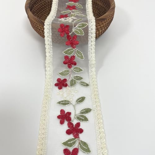 Spitzenband, zarte Baumwoll-Stickerei Band für Hochzeit/Brautdekoration, DIY Handwerk Nähen Heimdekoration 9,1 m (rot) von Sourcemall