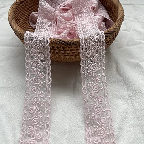 Spitzenband, zartes rosa Blumenband für Hochzeits-/Brautdekoration, DIY Basteln, Nähen, Heimdekoration, 4,5 m (rosa Blume) von Sourcemall