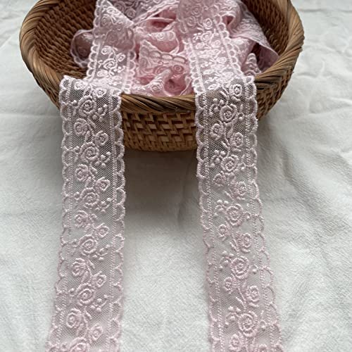 Sourcemall Spitzenband, zartes rosa Blumenband für Hochzeit/Brautdekoration, DIY Handwerk Nähen, Heimdekoration, 4,5 m (rosa Blume) von Sourcemall
