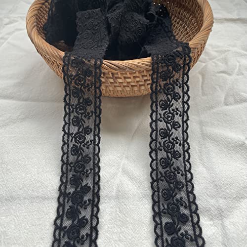 Sourcemall Spitzenband, zartes schwarzes Blumenband für Hochzeit/Brautdekoration, DIY Handwerk Nähen, Heimdekoration, 4,5 m (schwarze Blume) von Sourcemall
