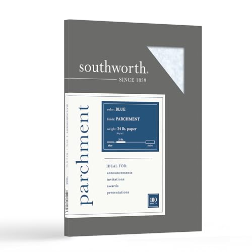Southworth Farben + Texturen feines Pergamentpapier, Nr. 24, 21,6 x 27,9 cm, Blau, 100 Stück pro Packung (P964CK), (Modell: P964CK/3/36) von Southworth