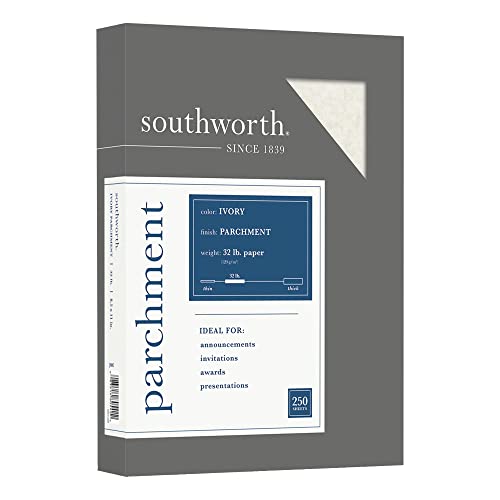 Southworth SOUJ988C Pergamentpapier, 21,6 x 27,9 cm, 14,5 kg / 120 g/m², elfenbeinfarben, 250 Blatt von Southworth