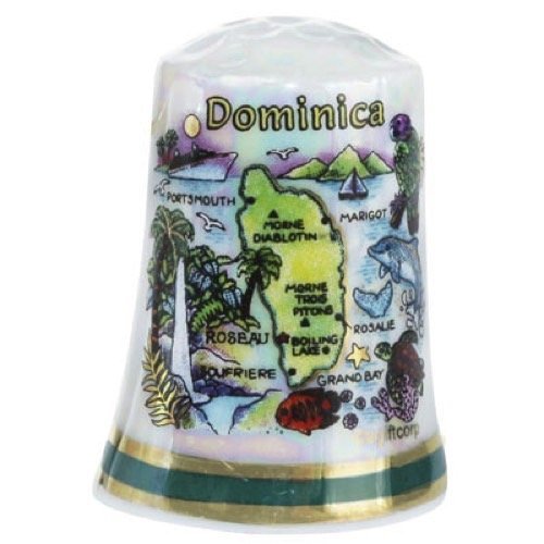 Dominica Caribbean Map Pearl Souvenir Collectible Thimble agc by Souvenir Destiny von Souvenir Destiny