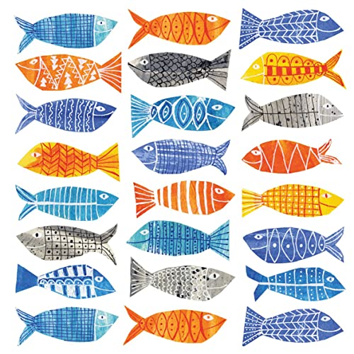 Souvenirs Servietten Fisch Atlantic Motiv - Papierservietten Party 33x33cm - 3 lägig für Decoupage -Serviettentechnik geeignet - Aquarell Fishes, Bunt von Souvenirs