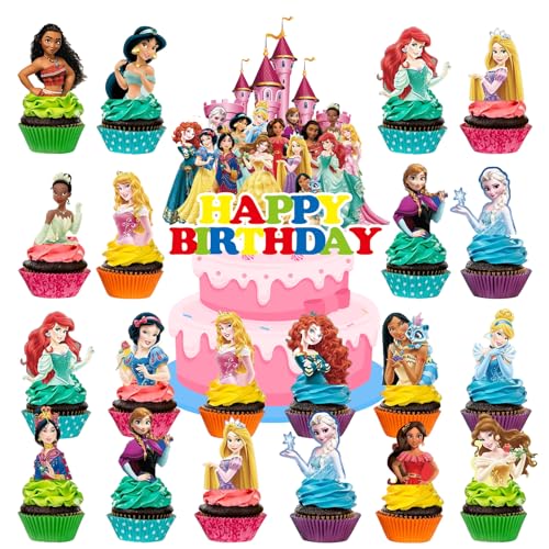 31 x Prinzessinnen-Kuchenaufsätze für Mädchen, Prinzessin, Geburtstagskuchendekorationen, Geburtstagsparty-Zubehör, Dekorationen von Sovanna