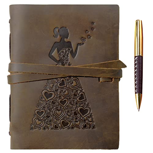 Leder Notizbuch A5 Tagebuch Journal Geprägt Frau Im Herz Kleid Handgefertigte Reisetagebuch, Sketchbook Für Frauen Mädchen Antik Rustikal Echtes Leder 21X15Cm Geschenk Reisende Travelers Notebook Leder Notizbuch A5 Tagebuch Journal Geprägt Frau Im Herz Kleid Handgefertigte Reisetagebuch, Sketchbook Für Frauen Mädchen Antik Rustikal Echtes Leder 21X15Cm Geschenk Reisende Travelers Notebook von Sovereign-Gear