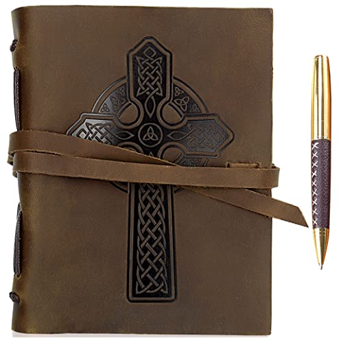 Leder Notizbuch A5 Tagebuch Journal Geprägt Keltisches Kreuz Handgemacht Reisetagebuch, Vintage Notebook Für Männer Frauen Antiken Rustikalen Echtes Leder 21X15Cm Skizzenbuch Travelers Notebook Leder Notizbuch A5 Tagebuch Journal Geprägt Keltisches Kreuz Handgemacht Reisetagebuch, Vintage Notebook Für Männer Frauen Antiken Rustikalen Echtes Leder 21X15Cm Skizzenbuch Travelers Notebook von Sovereign-Gear