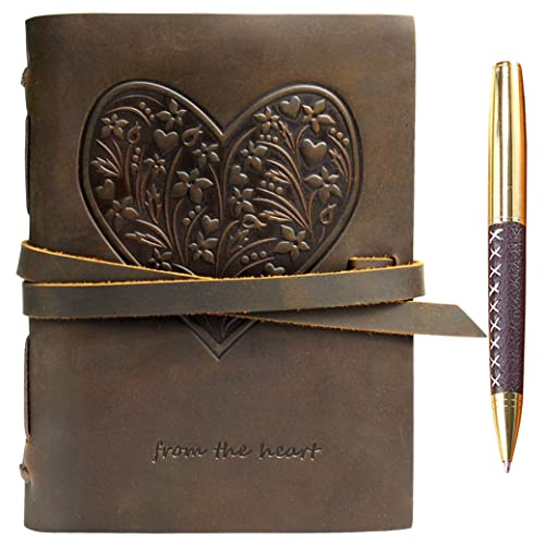 Leder Notizbuch Journal Herz Geprägt Reisetagebuch, Vintage Schreiben für Frauen Mädchen Teenager, Antike Weiche Rustikale Echtes Leder 17,8x12,8cm Geschenk, Tagebuch Skizzenbuch Travelers Notebook Leder Notizbuch Journal Herz Geprägt Reisetagebuch, Vintage Schreiben für Frauen Mädchen Teenager, Antike Weiche Rustikale Echtes Leder 17,8x12,8cm Geschenk, Tagebuch Skizzenbuch Travelers Notebook von Sovereign-Gear