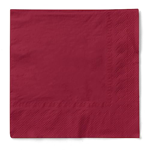 Cocktail-Servietten aus Tissue 3-lagig, vielfältig einsetzbar und kombinierbar, 24 x 24 cm, 150 Stück (Bordeaux) von Sovie HORECA