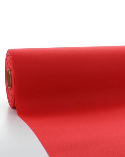 Sovie HORECA Linclass Airlaid Tischdeckenrolle rot - Tischdecke 118cm x 25m - Einfarbige Papiertischdecke Rolle - Ideal für Party & Hochzeit von Sovie HORECA