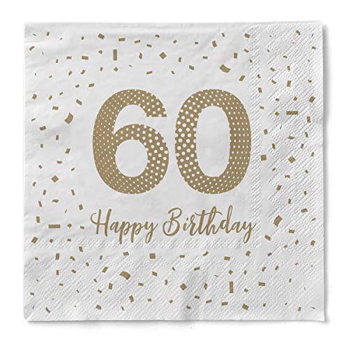 Sovie HORECA Tissue Serviette Happy Birthday 60 | 33 x 33 cm | Geburtstag Feier | 100 Stück von Sovie HORECA