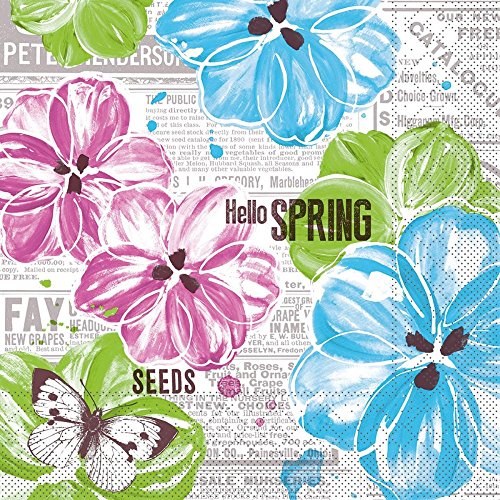 Sovie HORECA Tissue Serviette | Ideal für Ihre Frühlingsparty | Pink-Türkis | 33x33cm | 100 Stück | HELLO SPRING (Pink-Türkis) von Sovie HORECA