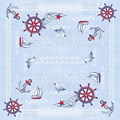Tischdecke Meeresbrise in Blau aus Linclass® Airlaid 80 x 80 cm, 20 Stück Martitim von Sovie HORECA