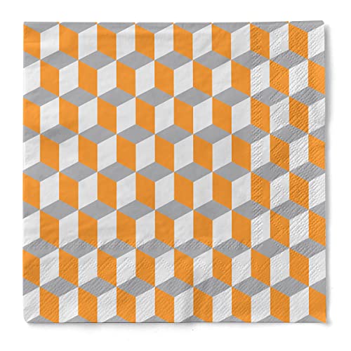 Sovie HOME Serviette CHICAGO | Tissue-Servietten 33x33 cm | saugstarke und hochwertige Einweg-Servietten | 20 Stück (Orange-Grau) von Sovie Home