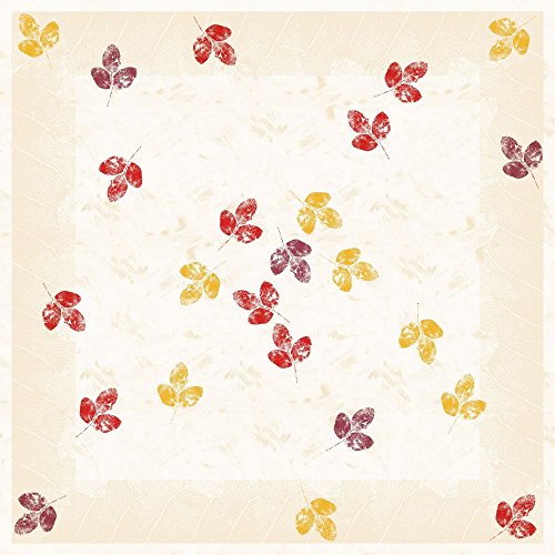 Sovie HOME Tischdecke Jola | Linclass® Airlaid 80x80cm | Einmal-Mitteldecke stoffähnlich praktisch | edle Tischdeko Herbst herbstlich Spätsommer | Creme mit Blättern von Sovie Home