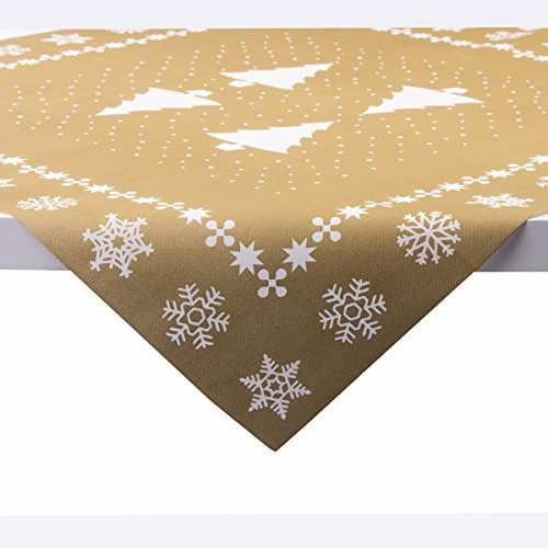 Sovie Home Tischdecke White Tree in Gold | Linclass® Airlaid | Weihnachten Tannenbaum Tischtuch Mitteldecke | 80x80 cm von Sovie Home