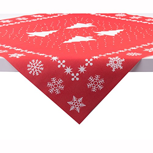 Sovie Home Tischdecke White Tree in Rot | Linclass® Airlaid | Weihnachten Tannenbaum Tischtuch Mitteldecke | 80x80 cm von Sovie Home