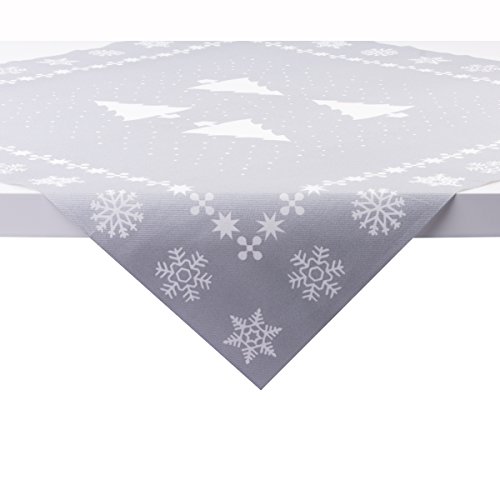 Sovie Home Tischdecke White Tree in Silber | Linclass® Airlaid | Weihnachten Tannenbaum Tischtuch Mitteldecke | 80x80 cm von Sovie Home