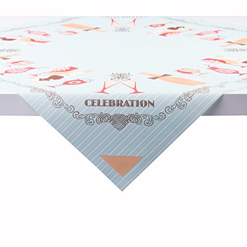 Sovie Home Linclass® Airlaid Tischdecke 80x80 cm | Mitteldecke stoffähnlich | Celebration (Mint-Orange) von Sovie Home