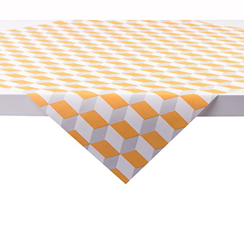 Sovie Home Linclass® Airlaid Tischdecke Chicago 80x80 cm | Mitteldecke stoffähnlich | praktisches Einmal-Tischtuch | edle Tischdeko | Orange-Grau von Sovie Home