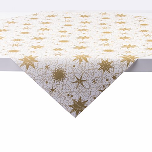 Sovie Home Tischdecke Christmas Dreams in Gold-Weiss aus Linclass® Airlaid, Weihnachtstischdecke stoffähnlich, ideal für Advents- & Weihnachtsfeiern, 80x80 cm von Sovie Home