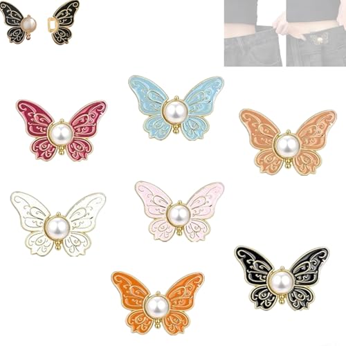 Abnehmbare Schmetterlingsclips, Hosen Enger Machen Clip, Schmetterlings-Taillenknopf, Hosenbund-Straffer mit Schmetterlings-Verschluss, Taillenbund-Straffer ohne Nähen (7PCS) von Sovtay