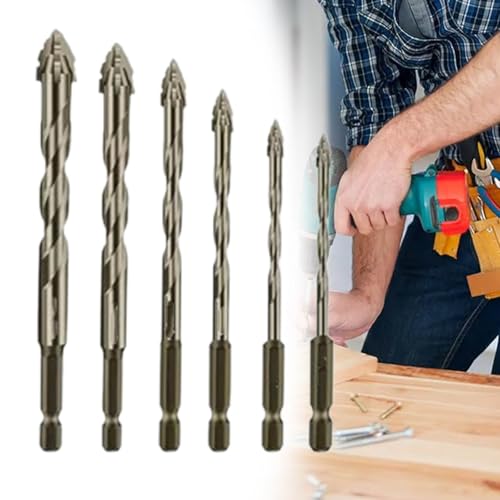 Luckinwish 4-Flute Eccentric Drill Bit, Four Blade Serrated Eccentric Drill, 4-Flute DrillBit, Upgraded EccentricFour-Flute DrillBit for Ceramic, Glass, Marble, And Metal (4mm5mm6mm8mm10mm12mm) von Sovtay