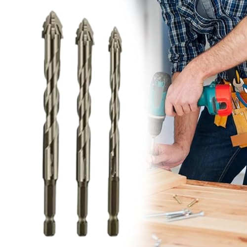 Luckinwish 4-Flute Eccentric Drill Bit, Four Blade Serrated Eccentric Drill, 4-Flute DrillBit, Upgraded EccentricFour-Flute DrillBit for Ceramic, Glass, Marble, And Metal (8mm10mm12mm) von Sovtay