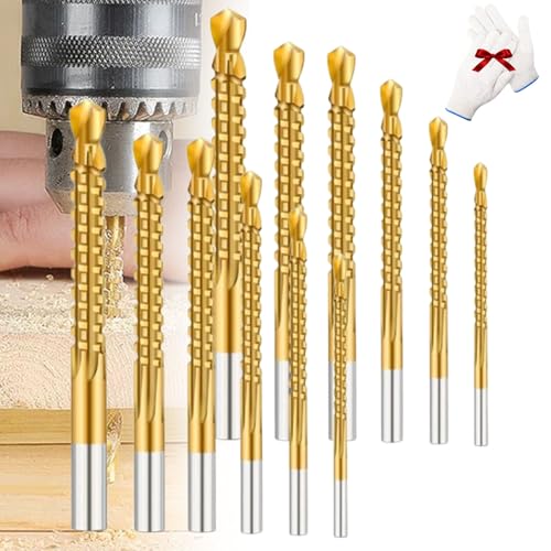 Ouisyes Titanium Coated High Speed Steel Serration Bits, 6PCS Titanium-Coated Serration Bits, TitaniumTwist Drill Bit Set, Serrated DrillBit Set, Hole Drill Bits for Wood, Metal (2set) von Sovtay