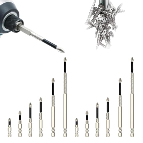 Tidepick Hochmagnetischer Schraubendreher-Bohrer-Satz， Starke magnetische Haltbarkeit Schraubendreher-Bohrer-Set， Hochmagnetischer Schraubendreher-Bohrer 25 50 65 70 90 150mm (12pcs) von Sovtay