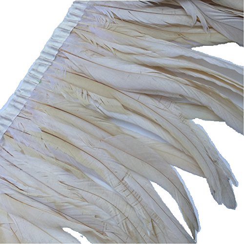 SOWDER Rooster Hackle Feather Fransen 25,4–30,5 cm in Breite Pack von 1 Yard elfenbeinfarben von Sowder